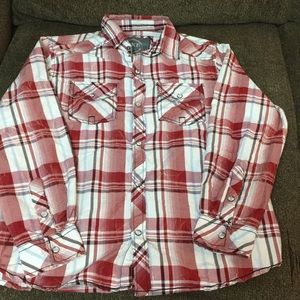 BKE Buckle long sleeve snap front shirt